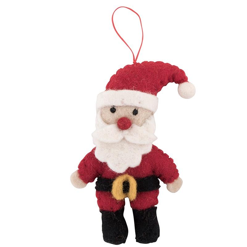 Santa felt Christmas decoration on a white background.