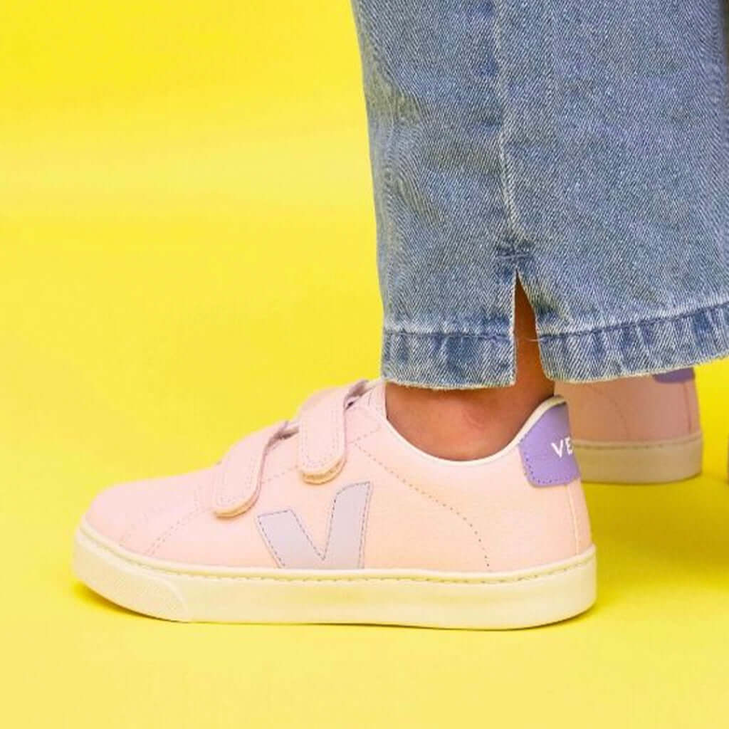 Veja Kids Esplar Velcro Chromefree Leather - Petale Parme - Tea Pea Home