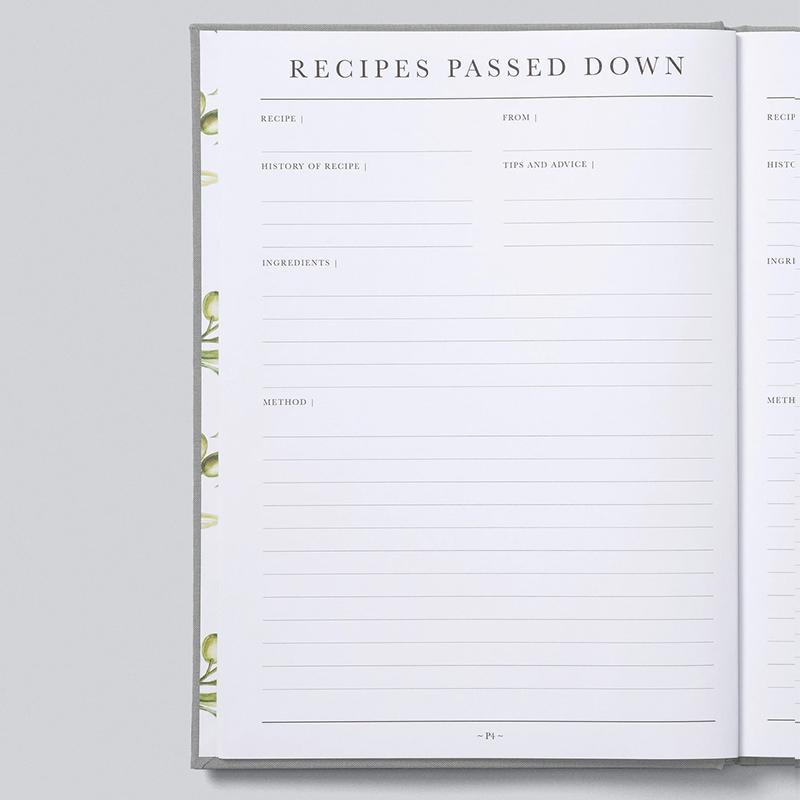 Write to Me Journal - Recipes Passed Down - Tea Pea Home